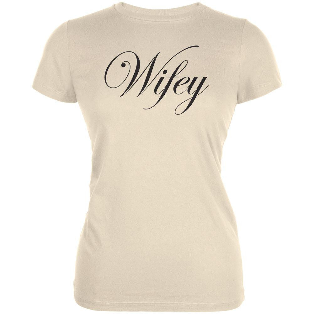 Wifey Cream Juniors Soft T-Shirt Juniors T-Shirts Old Glory 2XL Off-White 