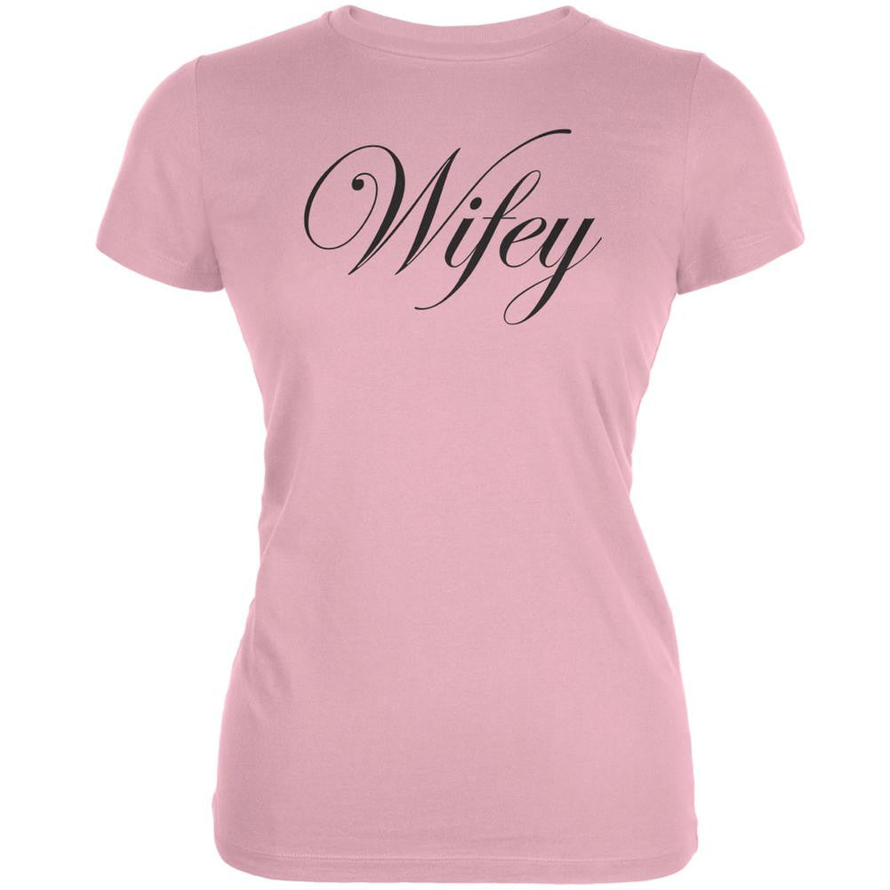 Wifey Pink Juniors Soft T-Shirt Juniors T-Shirts Old Glory 2XL Pink 