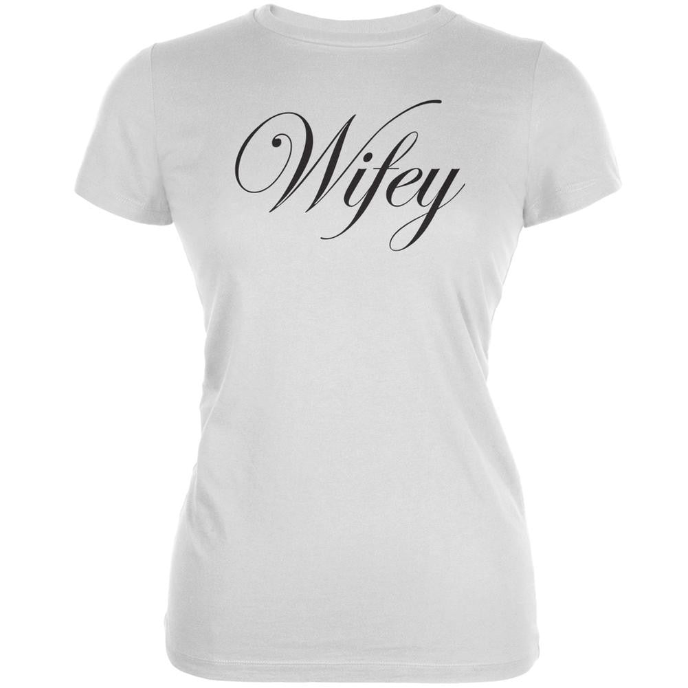 Wifey White Juniors Soft T-Shirt Juniors T-Shirts Old Glory 2XL White 