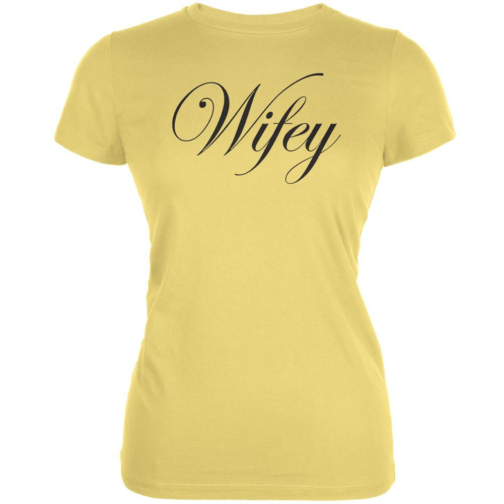 Wifey Yellow Juniors Soft T-Shirt Juniors T-Shirts Old Glory LG Yellow 