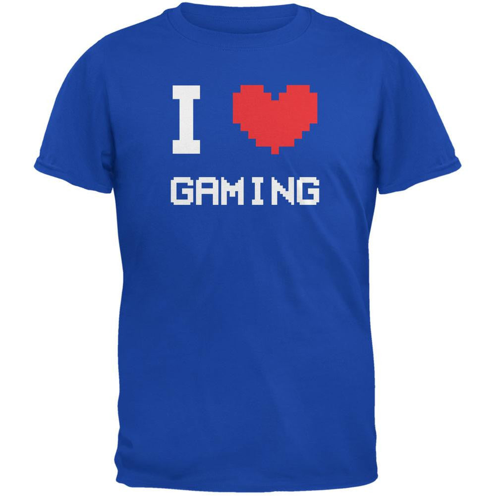 I Heart Gaming 8 Bit Royal Youth T-Shirt Youth T-Shirts Old Glory LG Blue 