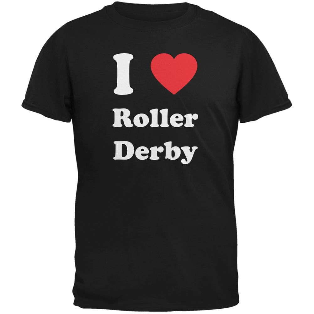 I Heart Roller Derby Black Adult T-Shirt Men's T-Shirts Old Glory 2XL Black 