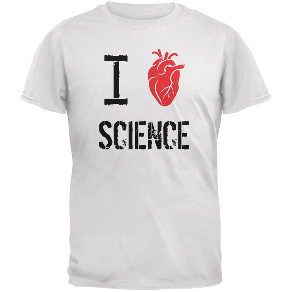 I Human Heart Science White Adult T-Shirt Men's T-Shirts Old Glory 2XL White 