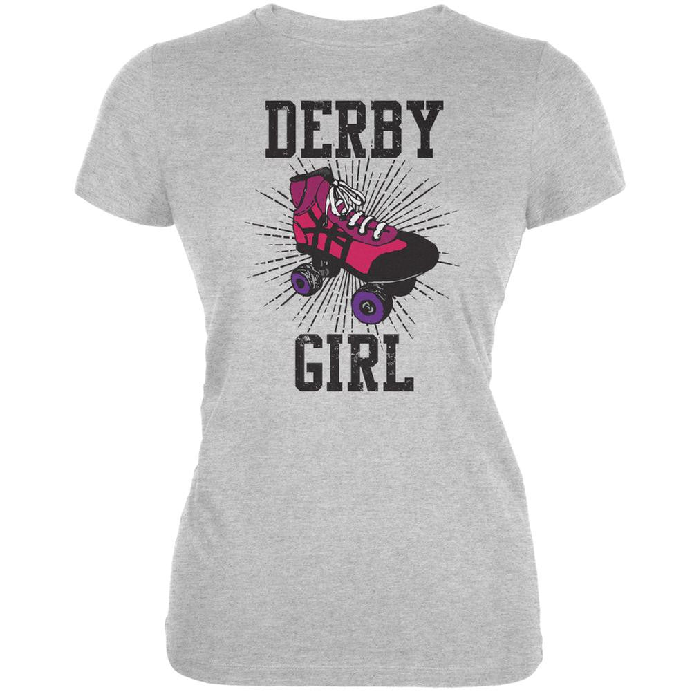 Roller Derby Derby Girl Heather Grey Juniors Soft T-Shirt Juniors T-Shirts Old Glory 2XL Grey 