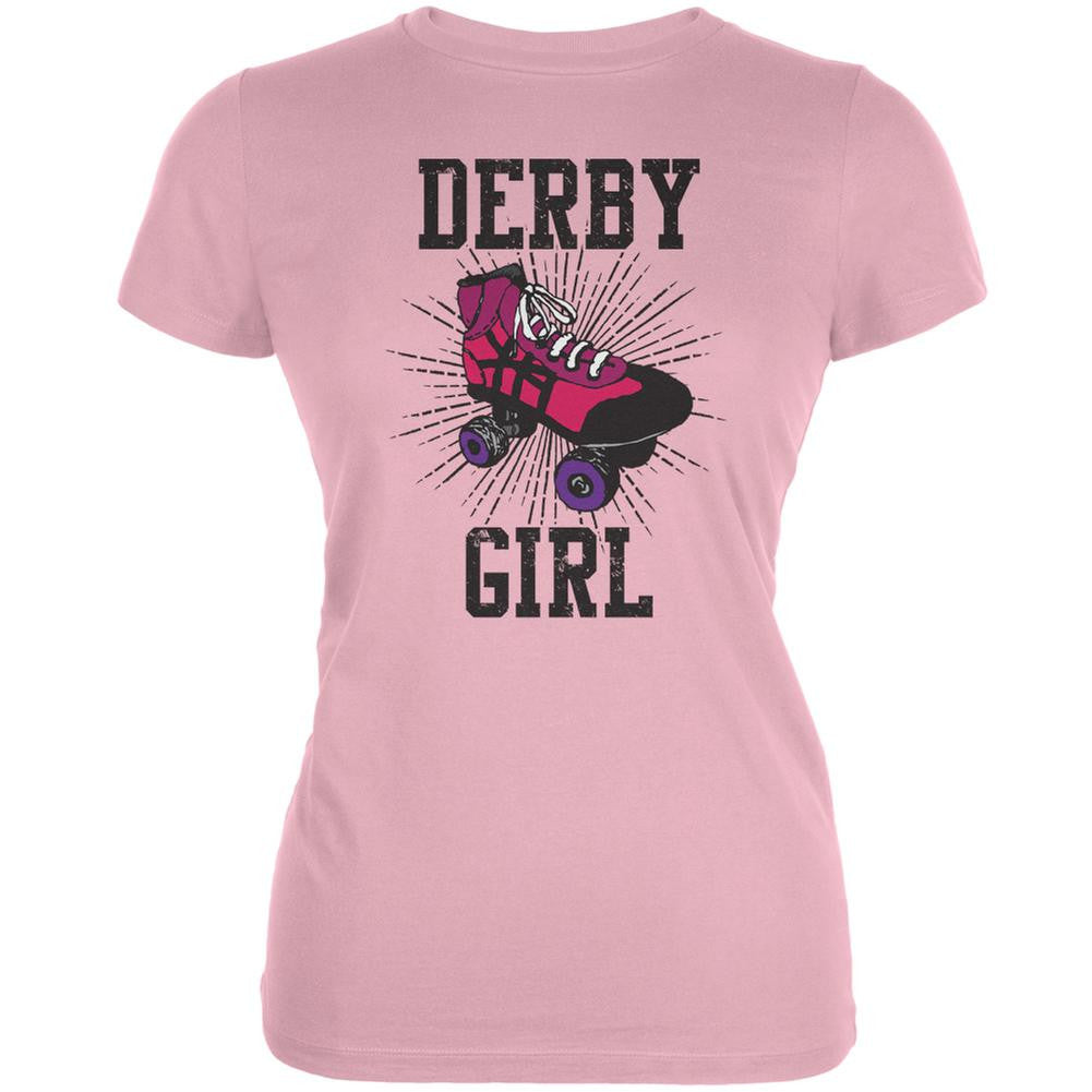 Roller Derby Derby Girl Pink Juniors Soft T-Shirt Juniors T-Shirts Old Glory 2XL Pink 