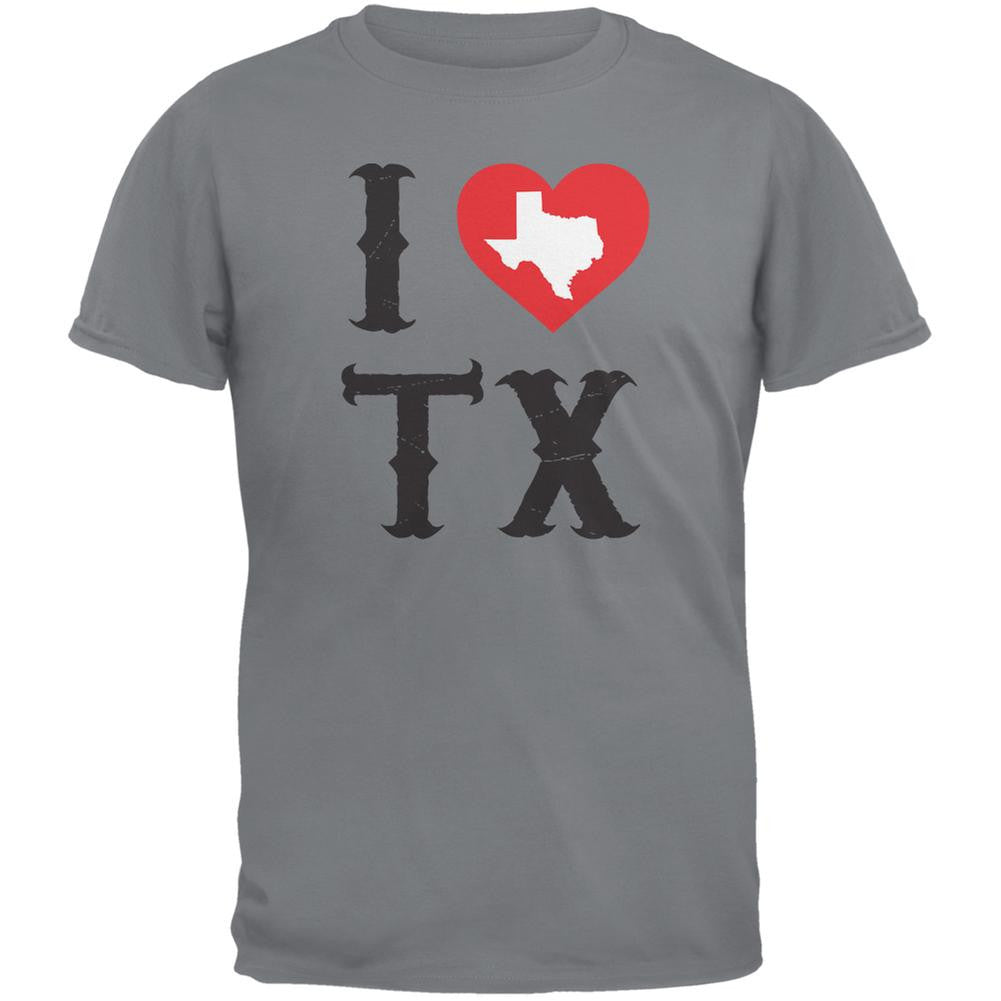 I Heart TX Storm Grey Adult T-Shirt Men's T-Shirts Old Glory 2XL Grey 