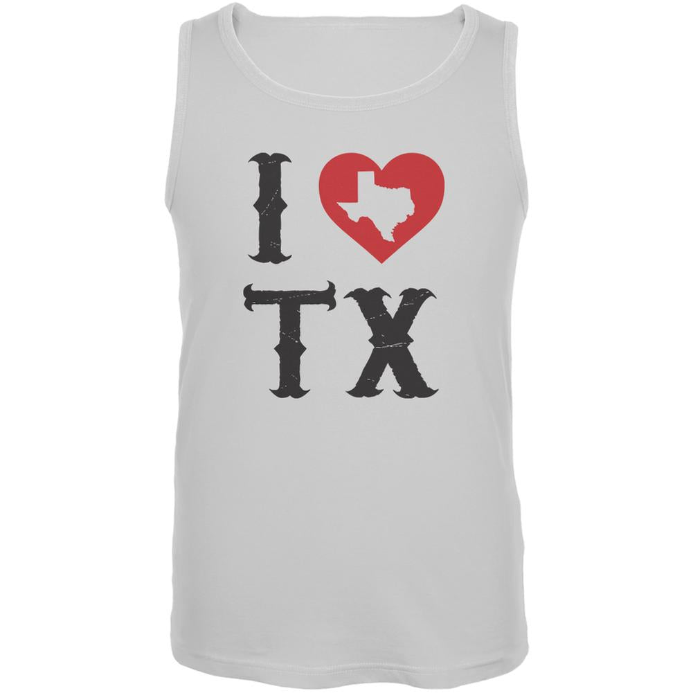 I Heart TX White Adult Tank Top Men's Tank Tops Old Glory 2XL White 