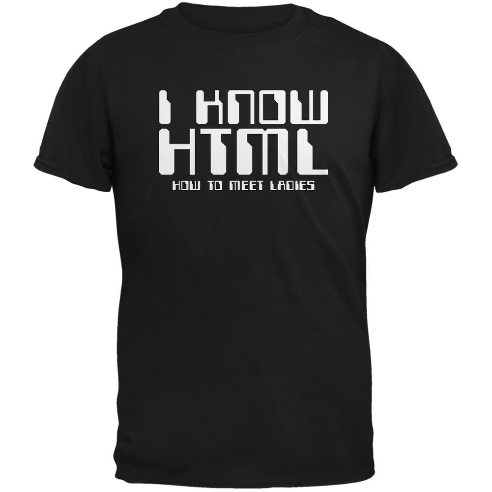 I Know HTML Black Adult T-Shirt Men's T-Shirts Old Glory 2XL Black 