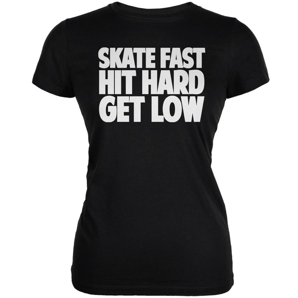 Roller Derby Skate Fast Black Juniors Soft T-Shirt Juniors T-Shirts Old Glory 2XL Black 