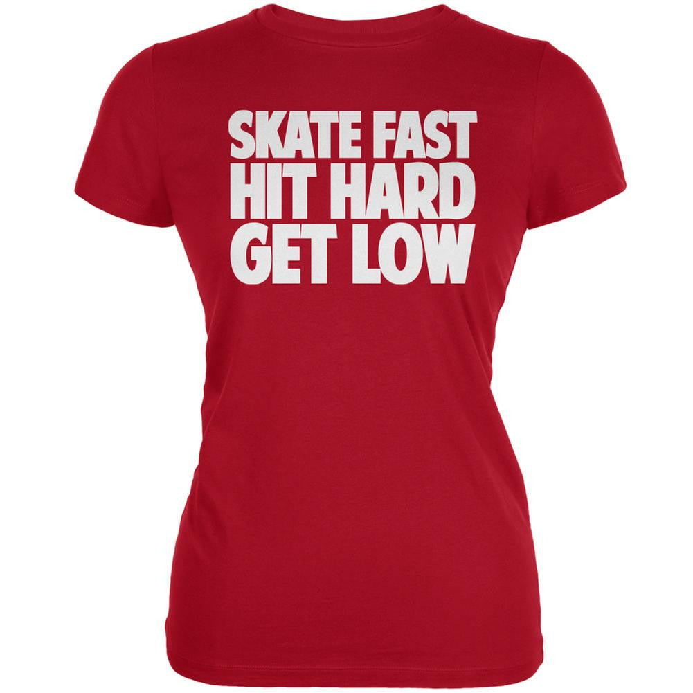 Roller Derby Skate Fast Red Juniors Soft T-Shirt Juniors T-Shirts Old Glory 2XL Red 