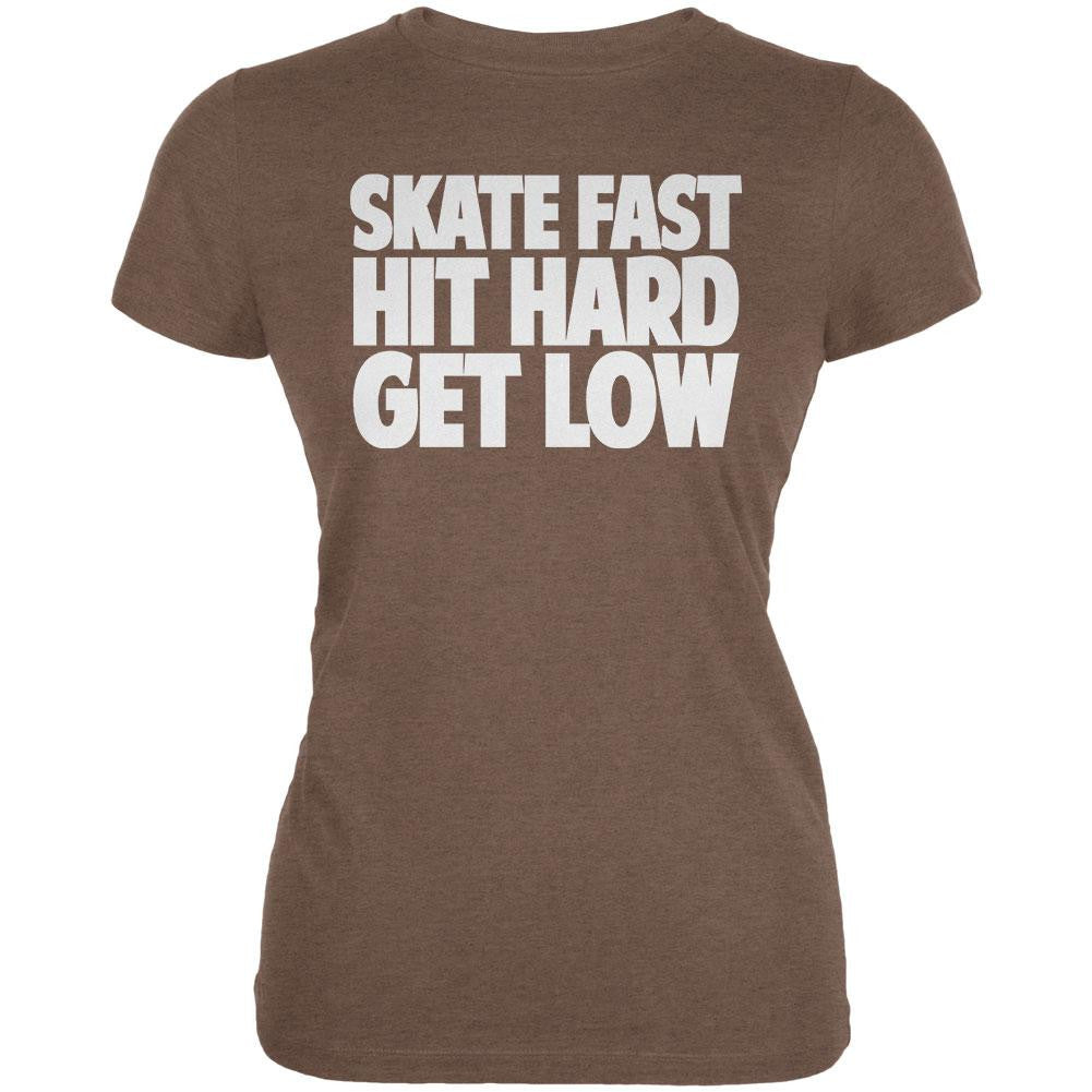 Roller Derby Skate Fast Heather Brown Juniors Soft T-Shirt Juniors T-Shirts Old Glory 2XL Brown 