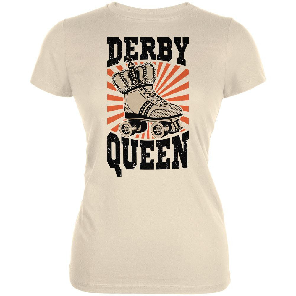 Roller Derby Derby Queen Cream Juniors Soft T-Shirt Juniors T-Shirts Old Glory 2XL Off-White 