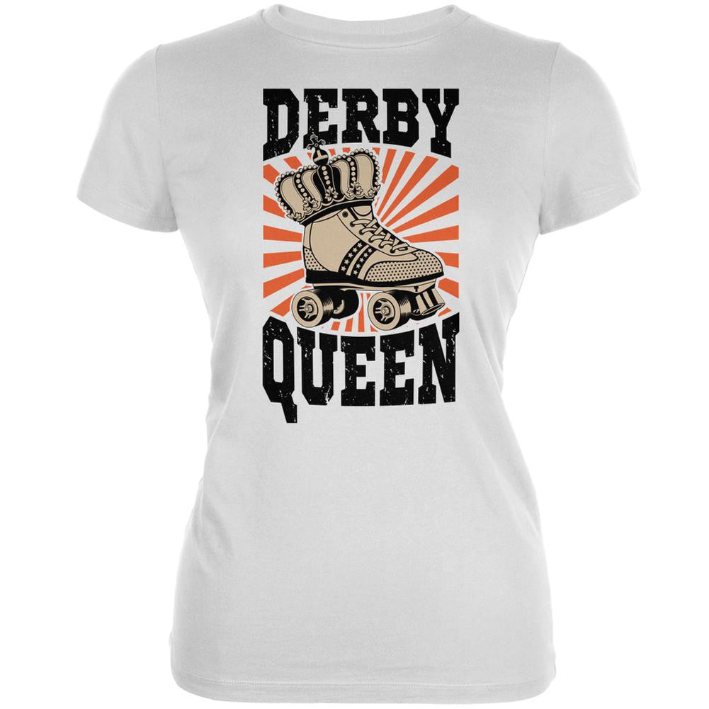 Roller Derby Derby Queen White Juniors Soft T-Shirt Juniors T-Shirts Old Glory 2XL White 