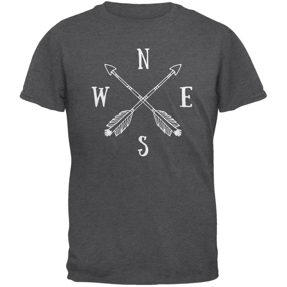North South East West Arrows Dark Heather Adult T-Shirt Men's T-Shirts Old Glory 2XL Grey 