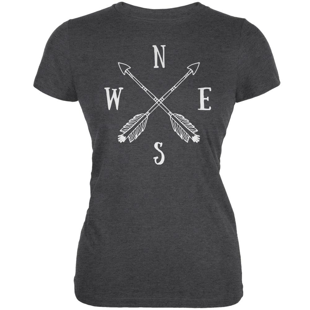 North South East West Arrows Dark Heather Juniors Soft T-Shirt Juniors T-Shirts Old Glory 2XL Grey 