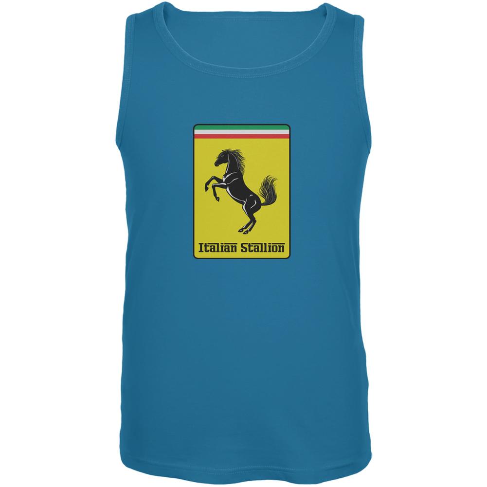 Italian Stallion Turquoise Adult Tank Top Men's Tank Tops Old Glory LG Blue 