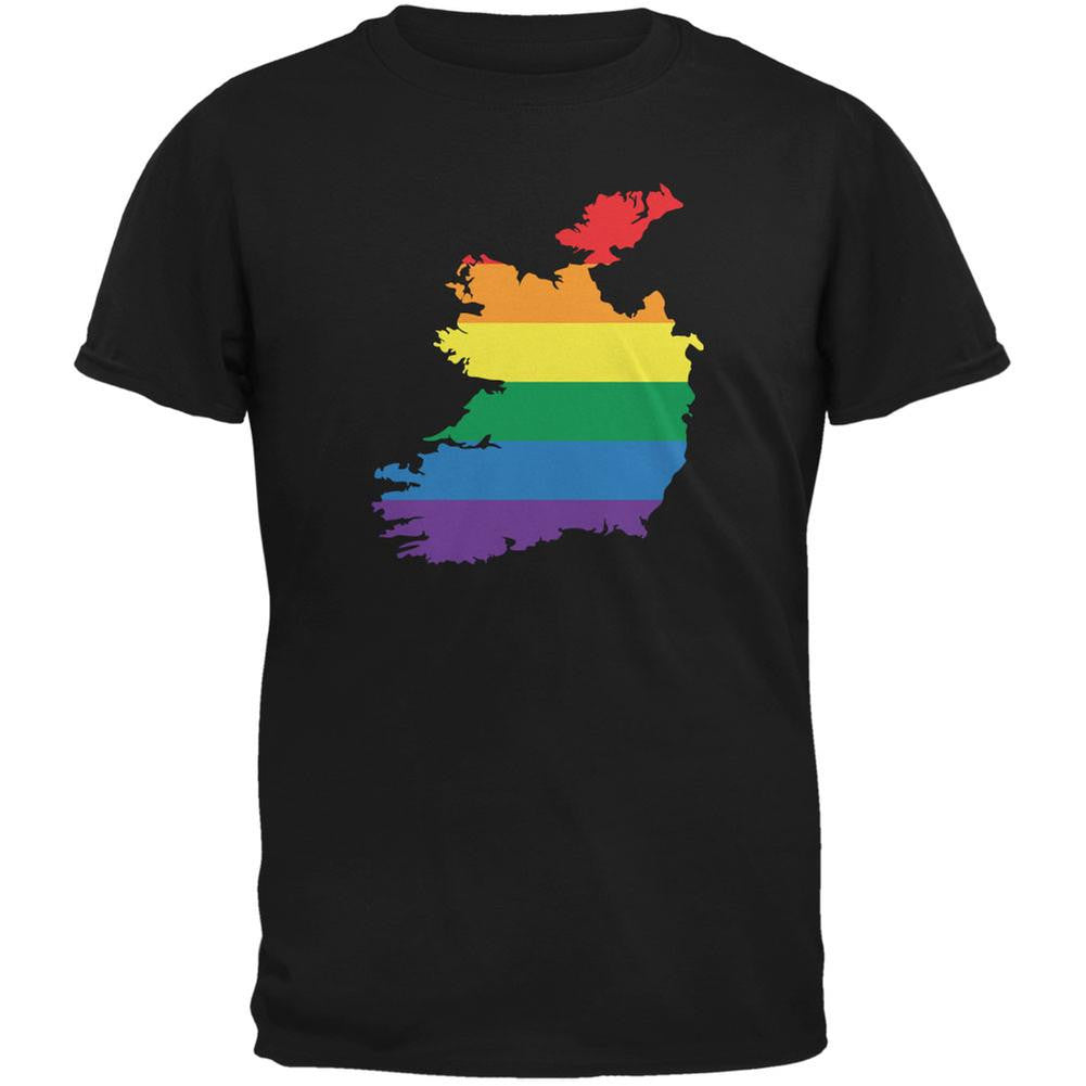 Ireland LGBT Gay Pride Rainbow Black Adult T-Shirt Men's T-Shirts Old Glory 2XL Black 