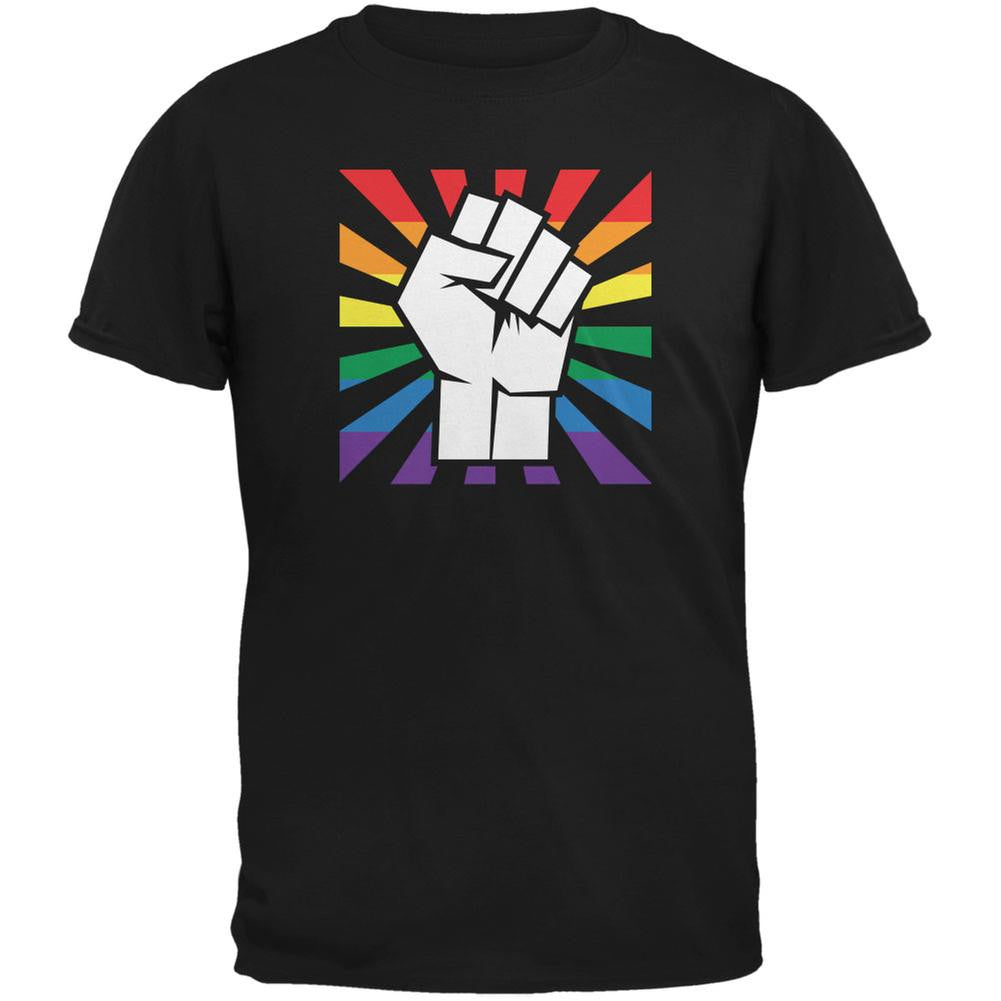 LGBT Gay Pride Raised Fist Black Adult T-Shirt Men's T-Shirts Old Glory 2XL Black 