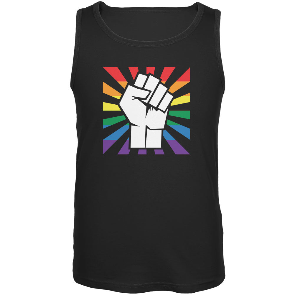 LGBT Gay Pride Raised Fist Black Adult Tank Top Men's Tank Tops Old Glory 3XL Black 