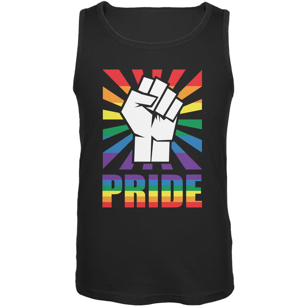 LGBT Gay Pride PRIDE Raised Fist Black Adult Tank Top Men's Tank Tops Old Glory 2XL Black 