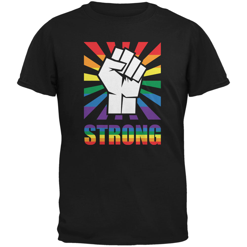 LGBT Gay Pride STRONG Raised Fist Black Adult T-Shirt Men's T-Shirts Old Glory 3XL Black 