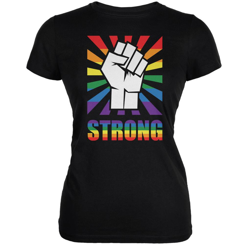 LGBT Gay Pride STRONG Raised Fist Black Juniors Soft T-Shirt Juniors T-Shirts Old Glory 2XL Black 