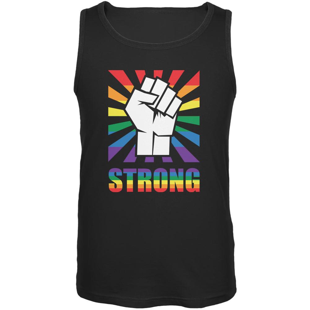 LGBT Gay Pride STRONG Raised Fist Black Adult Tank Top Men's Tank Tops Old Glory 2XL Black 