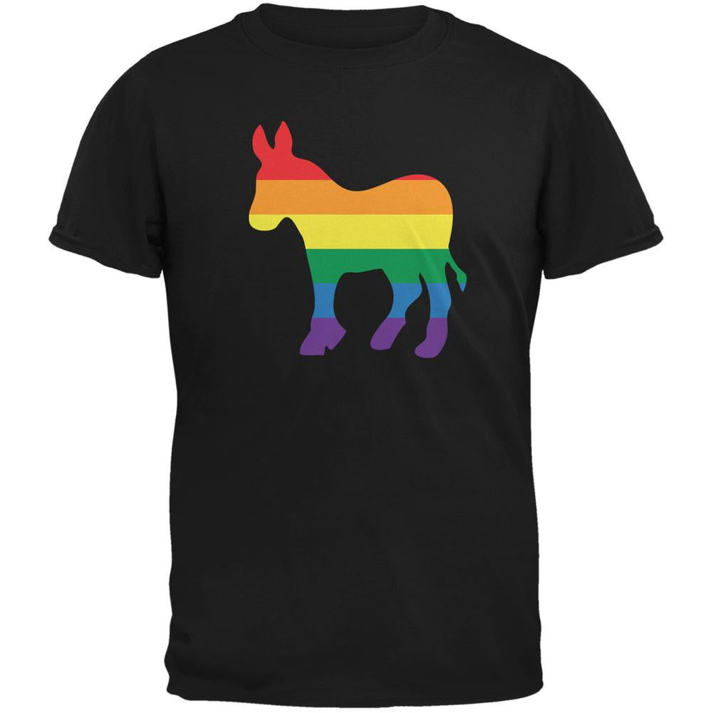 LGBT Gay Democrat Pride Donkey Black Adult T-Shirt Men's T-Shirts Old Glory 2XL Black 