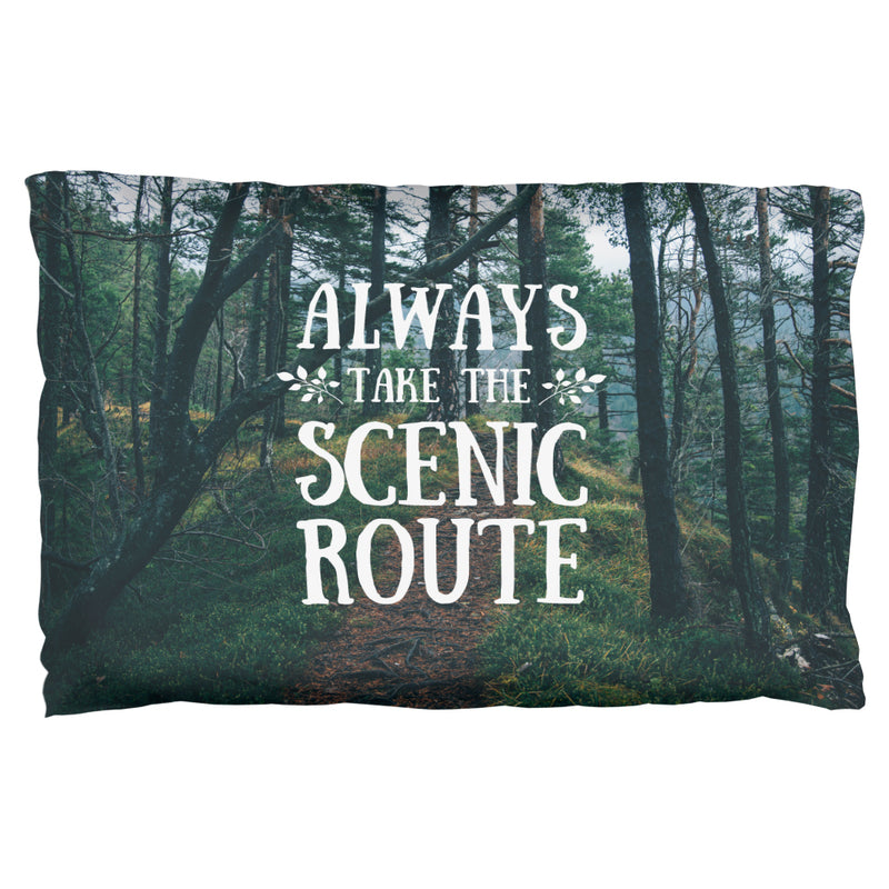 Hiking Always Take the Scenic Route Pillow Case Pillowcases Old Glory OS White 