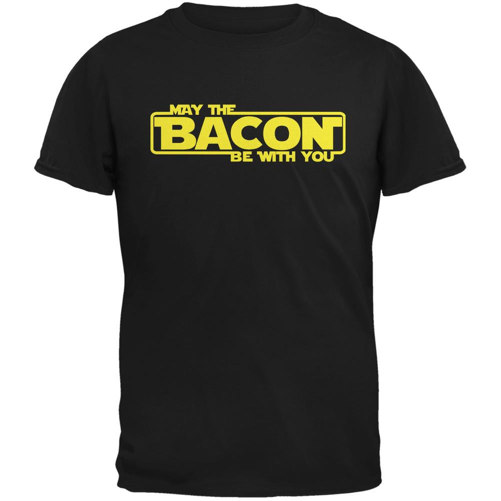 May The Bacon Be With You Black Adult T-Shirt Men's T-Shirts Old Glory 2XL Black 
