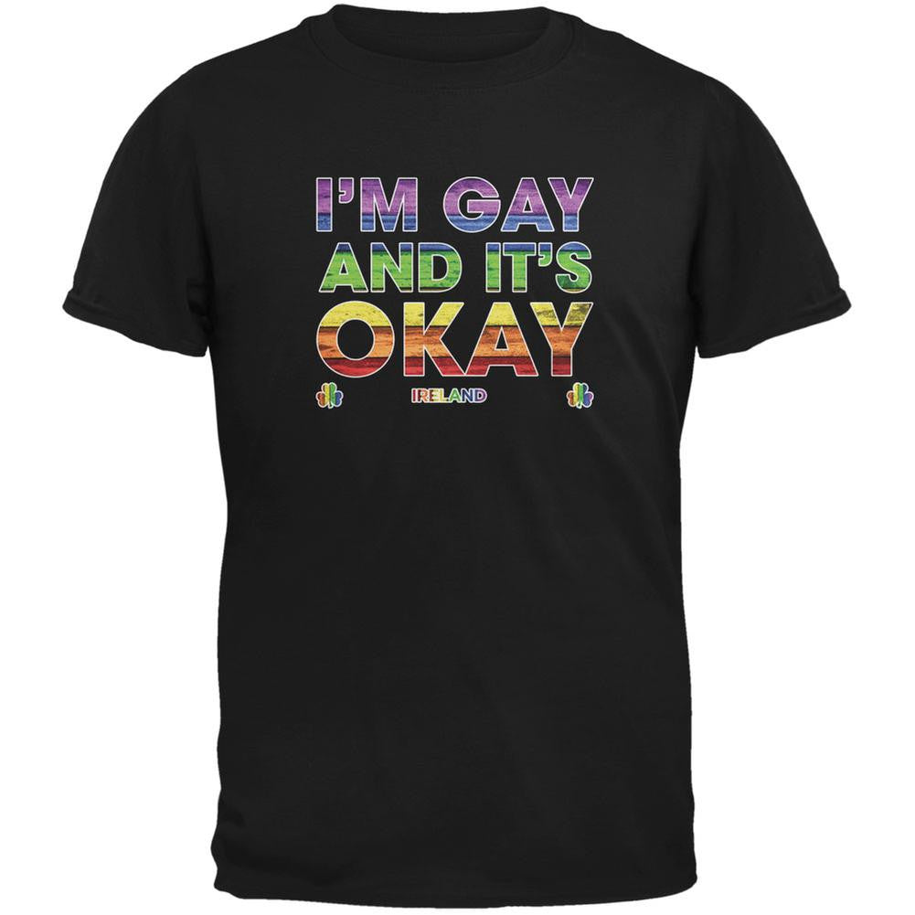 LGBT Gay Pride It's Okay I'm Gay Ireland Black Adult T-Shirt Men's T-Shirts Old Glory 2XL Black 