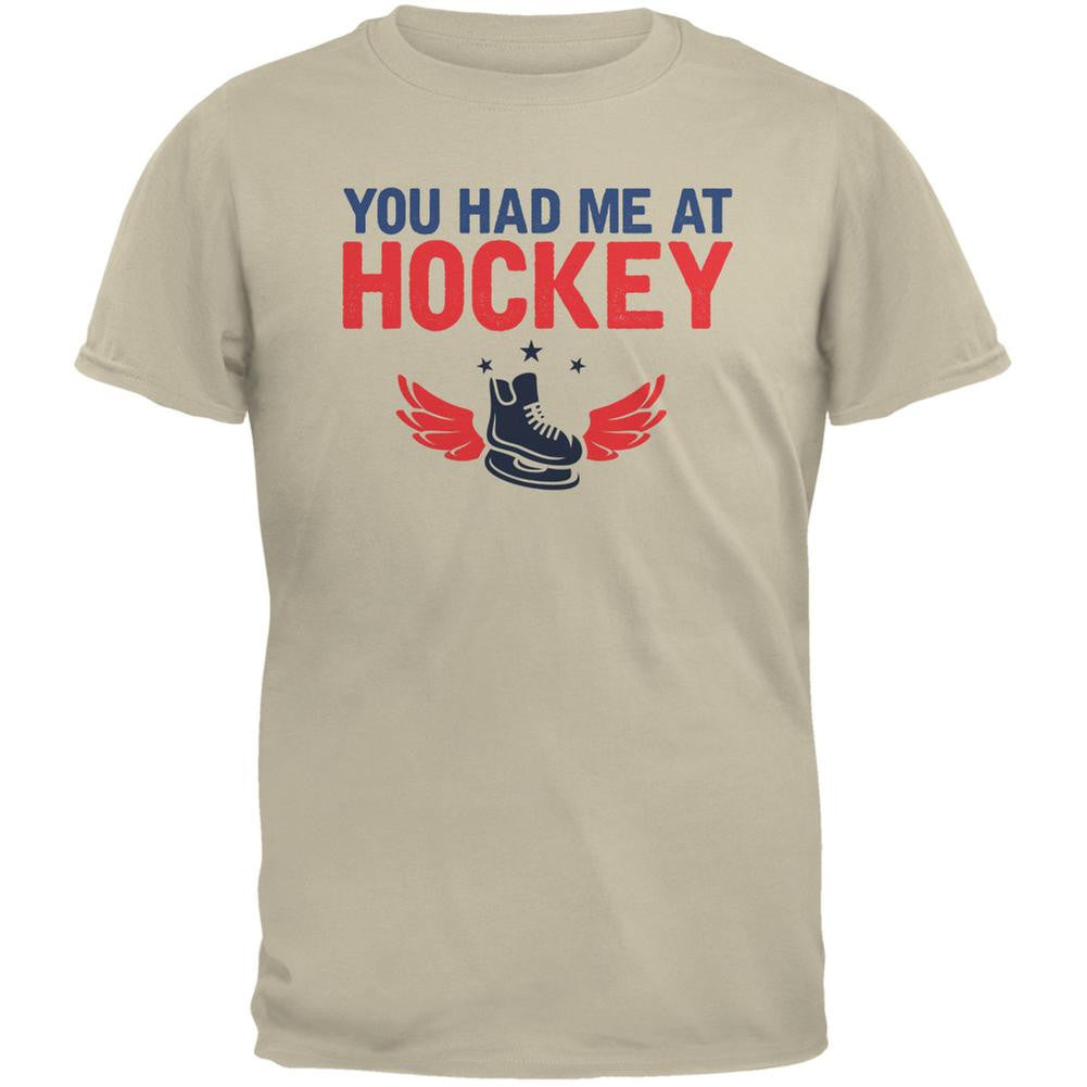 You Had Me At Hockey Sand Adult T-Shirt Men's T-Shirts Old Glory 2XL Beige 