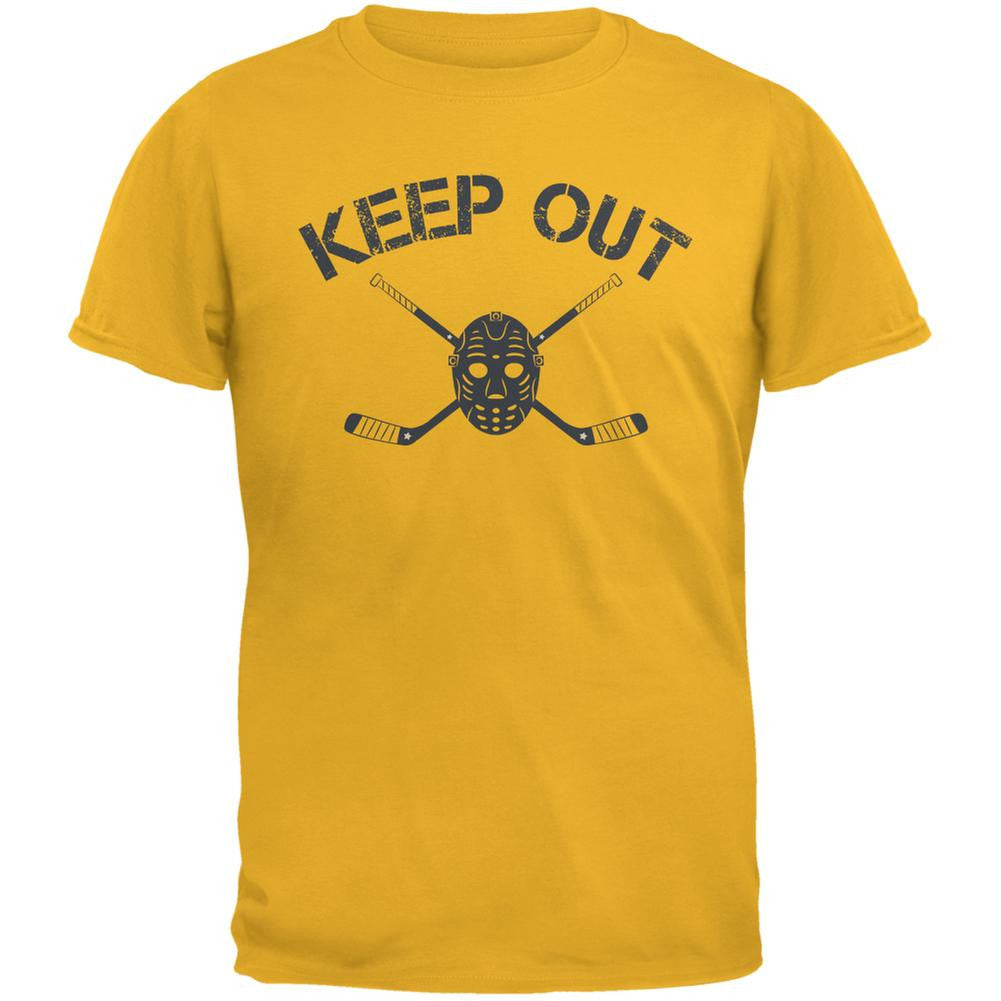 Hockey Goalie Keep Out Gold Adult T-Shirt Men's T-Shirts Old Glory 2XL Yellow 