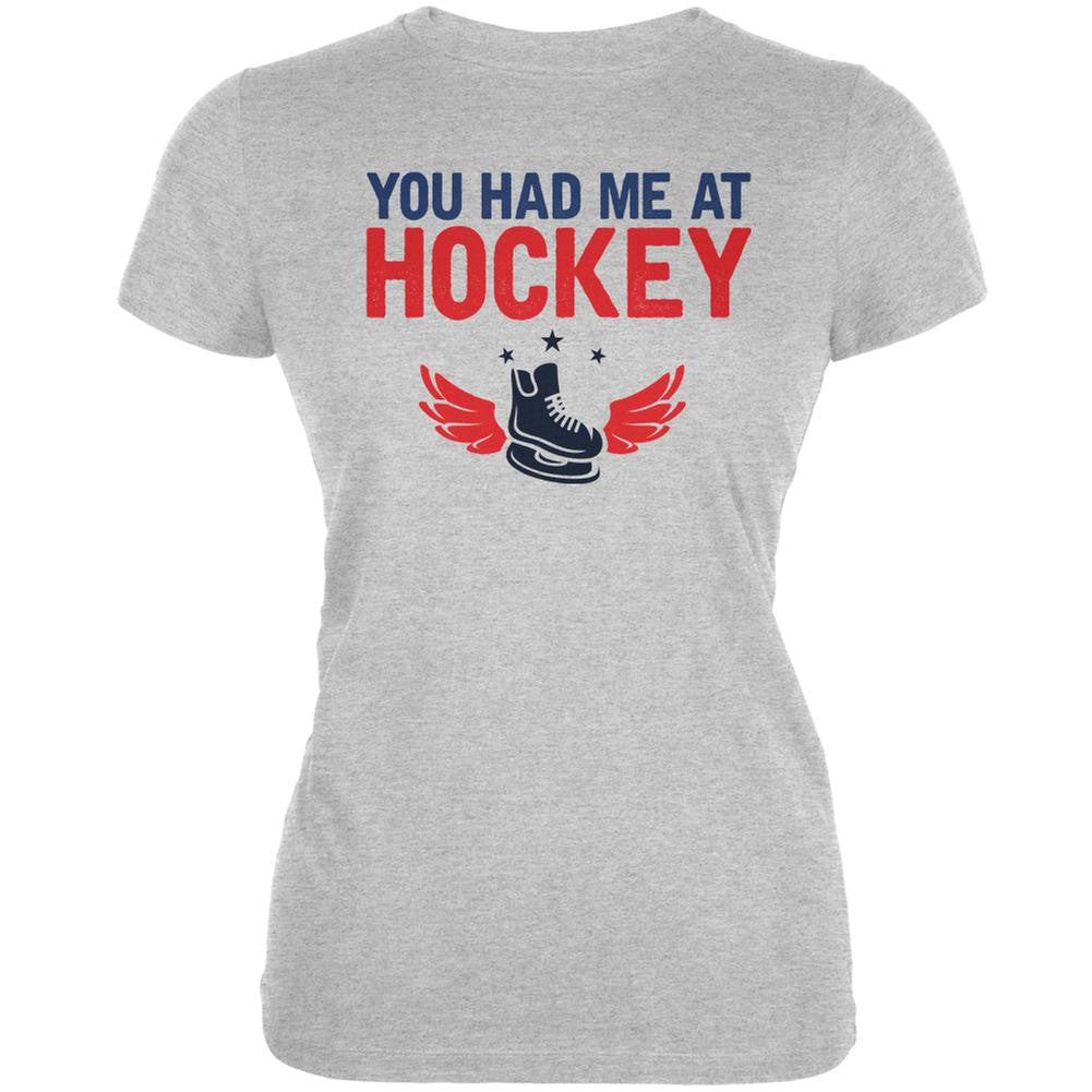 You Had Me At Hockey Heather Grey Juniors Soft T-Shirt Juniors T-Shirts Old Glory 2XL Grey 