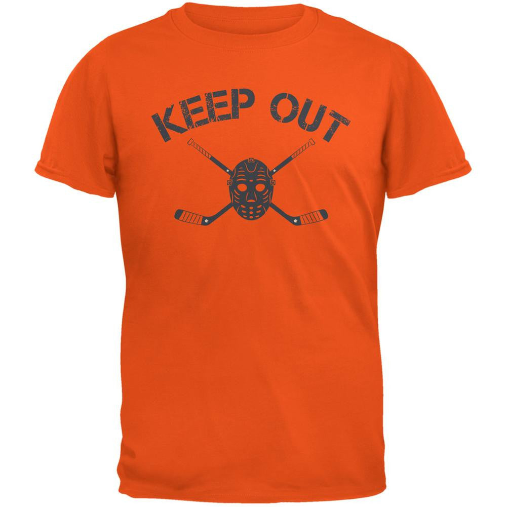 Hockey Goalie Keep Out Orange Adult T-Shirt Men's T-Shirts Old Glory 2XL Orange 