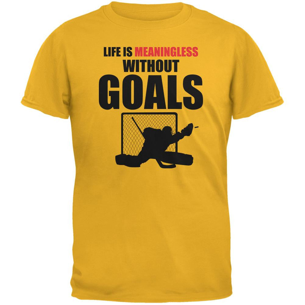 Hockey Life Is Meaningless Without Goals Gold Adult T-Shirt Men's T-Shirts Old Glory 2XL Yellow 