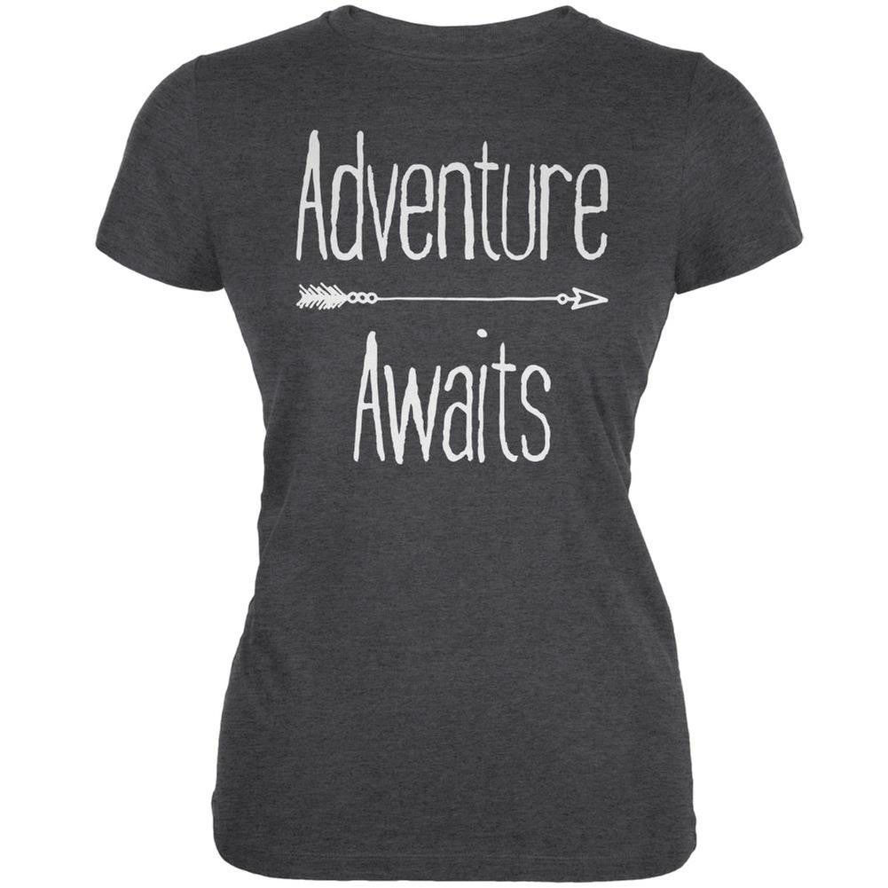 Adventure Awaits Native Arrow Dark Heather Juniors Soft T-Shirt Juniors T-Shirts Old Glory 2XL Grey 