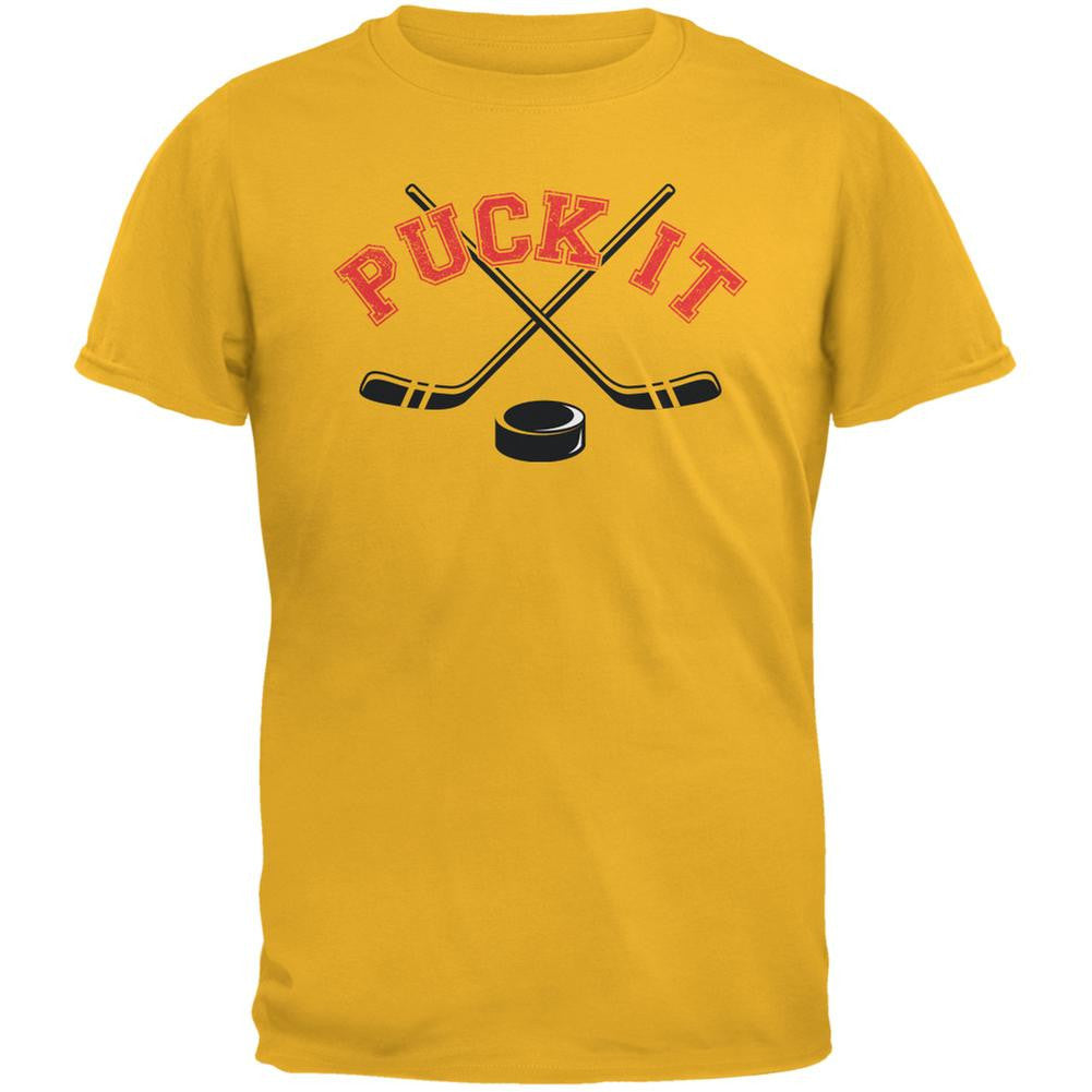 Puck It Gold Adult T-Shirt Men's T-Shirts Old Glory 2XL Yellow 