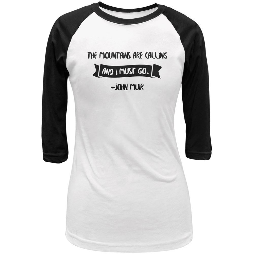 The Mountains are Calling Muir White/Black Juniors 3/4 Sleeve Raglan T-Shirt Juniors Raglans Old Glory LG Multi 