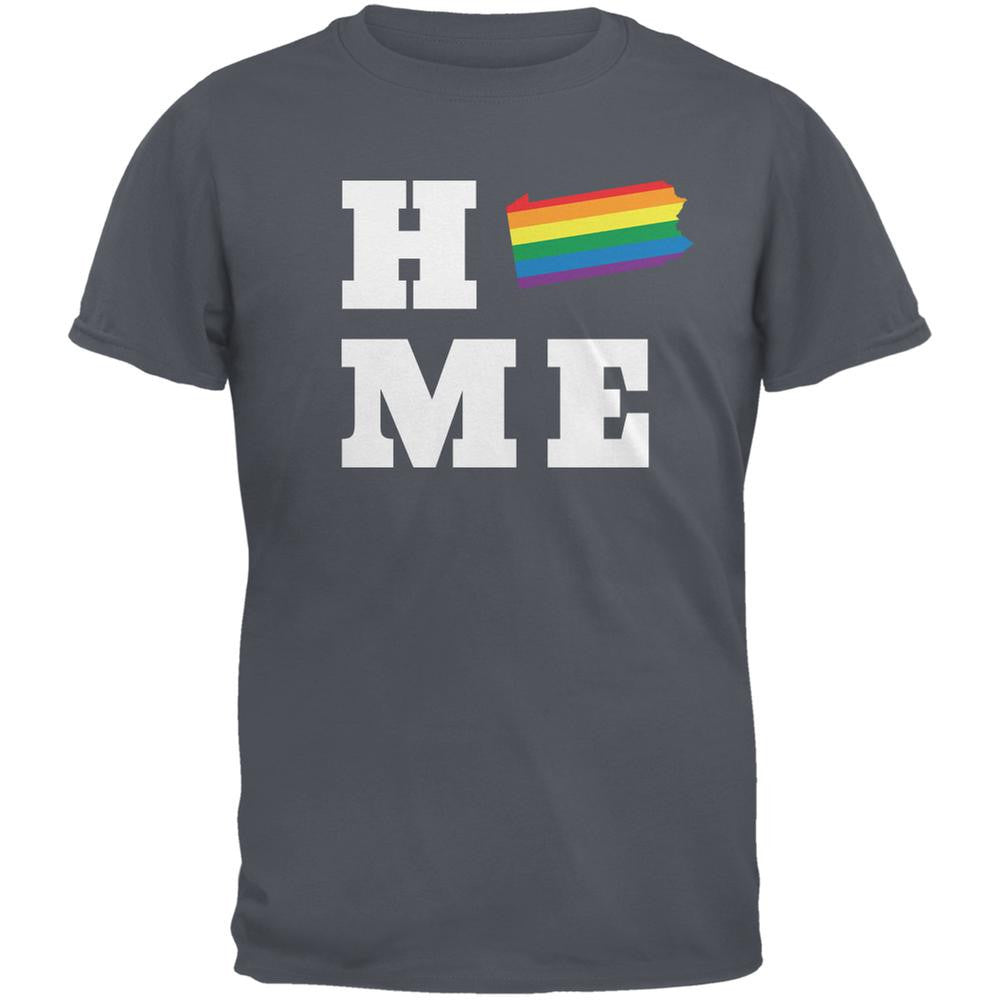 Pennsylvania State Home LGBT Charcoal Grey Adult T-Shirt Men's T-Shirts Old Glory 2XL Grey 