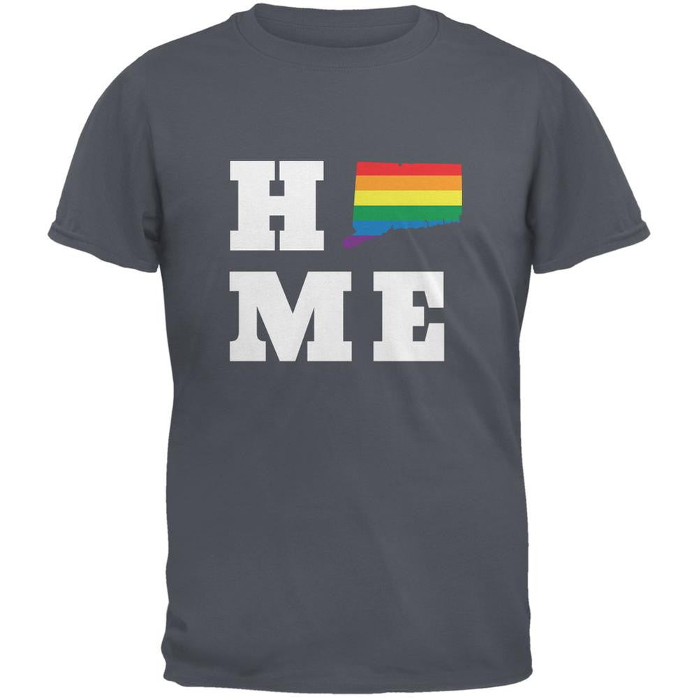 Connecticut State Home LGBT Charcoal Grey Adult T-Shirt Men's T-Shirts Old Glory 2XL Grey 