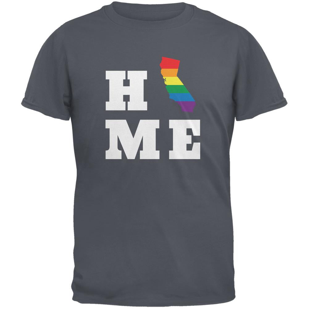 California State Home LGBT Charcoal Grey Adult T-Shirt Men's T-Shirts Old Glory 2XL Grey 