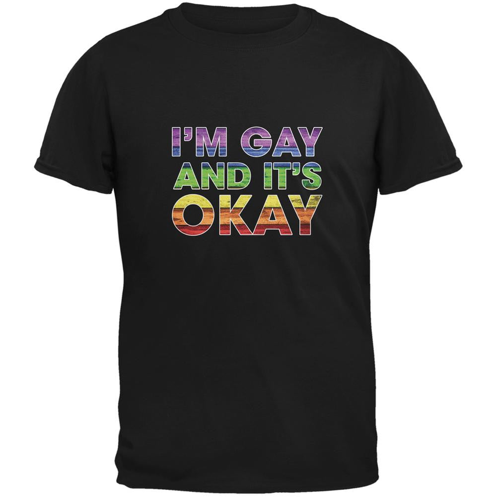 LGBT Gay Pride It's Okay I'm Gay Generic Black Adult T-Shirt Men's T-Shirts Old Glory 2XL Black 