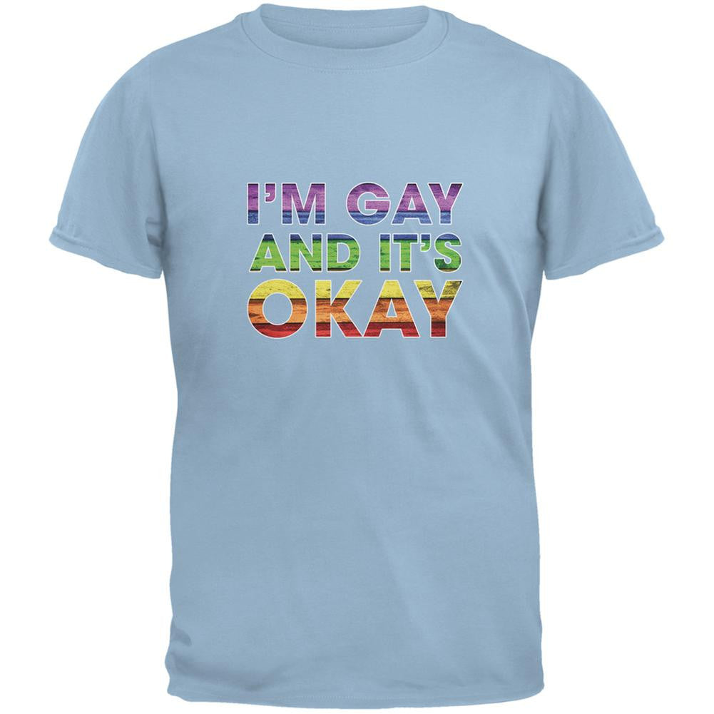 LGBT Gay Pride It's Okay I'm Gay Generic Light Blue Adult T-Shirt Men's T-Shirts Old Glory 2XL Blue 