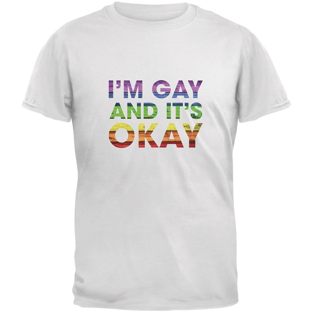 LGBT Gay Pride It's Okay I'm Gay Generic White Adult T-Shirt Men's T-Shirts Old Glory 2XL White 