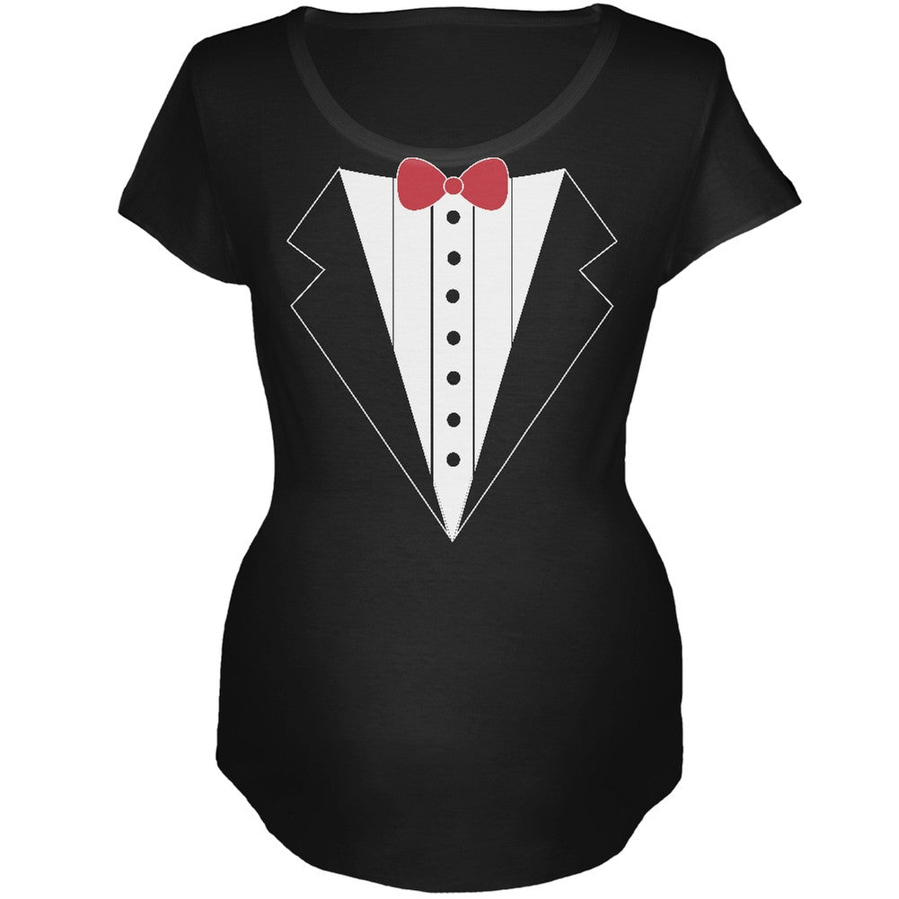 Halloween Tuxedo Costume Black Maternity Soft T-Shirt Maternity T-Shirts Old Glory   