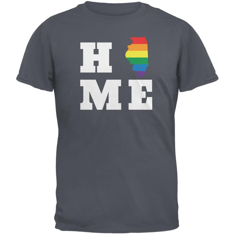 Illinois State Home LGBT Charcoal Grey Adult T-Shirt Men's T-Shirts Old Glory 2XL Grey 