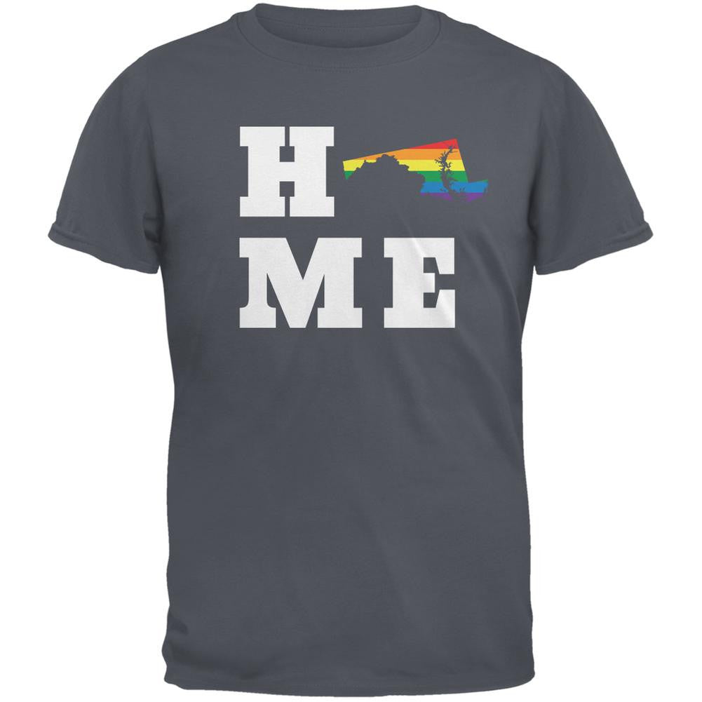 Maryland State Home LGBT Charcoal Grey Adult T-Shirt Men's T-Shirts Old Glory 2XL Grey 