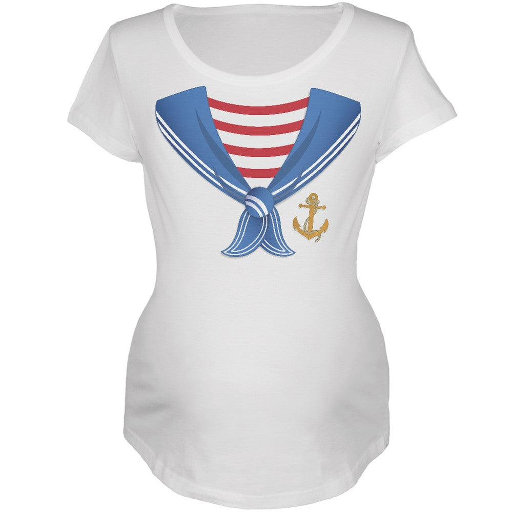 Halloween Sailor Costume White Maternity Soft T-Shirt Maternity T-Shirts Old Glory   