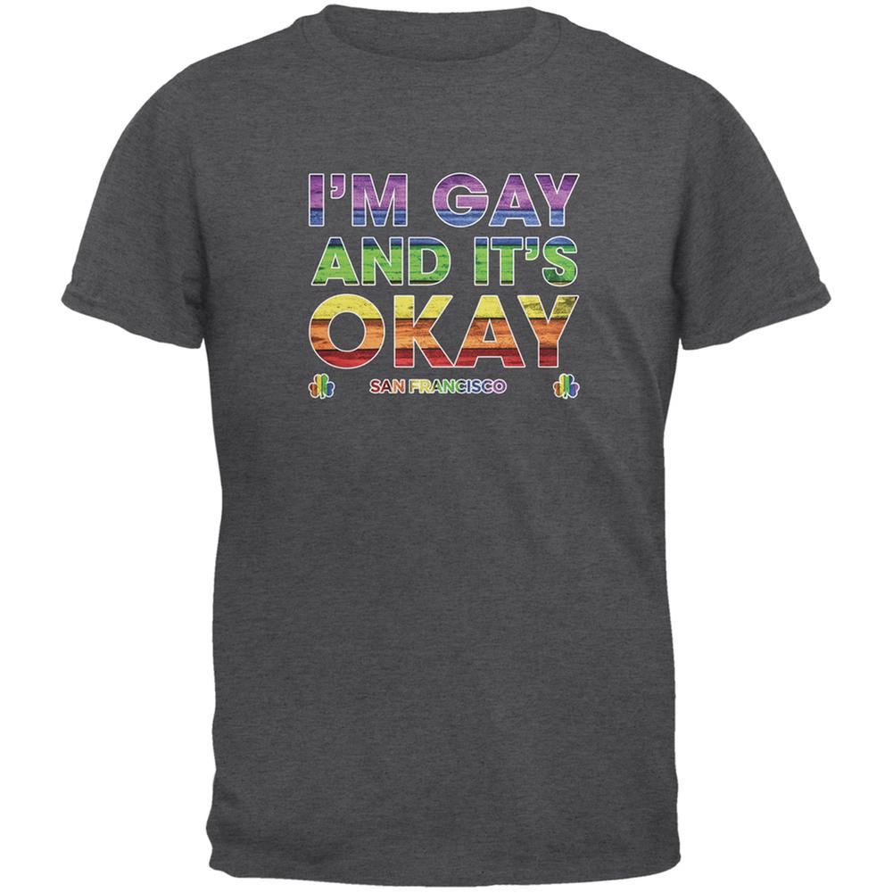 LGBT Pride It's Okay I'm Gay San Francisco Dark Heather Adult T-Shirt Men's T-Shirts Old Glory 2XL Grey 